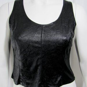 90's Super Low Fat Black Matte Faux Leather Top